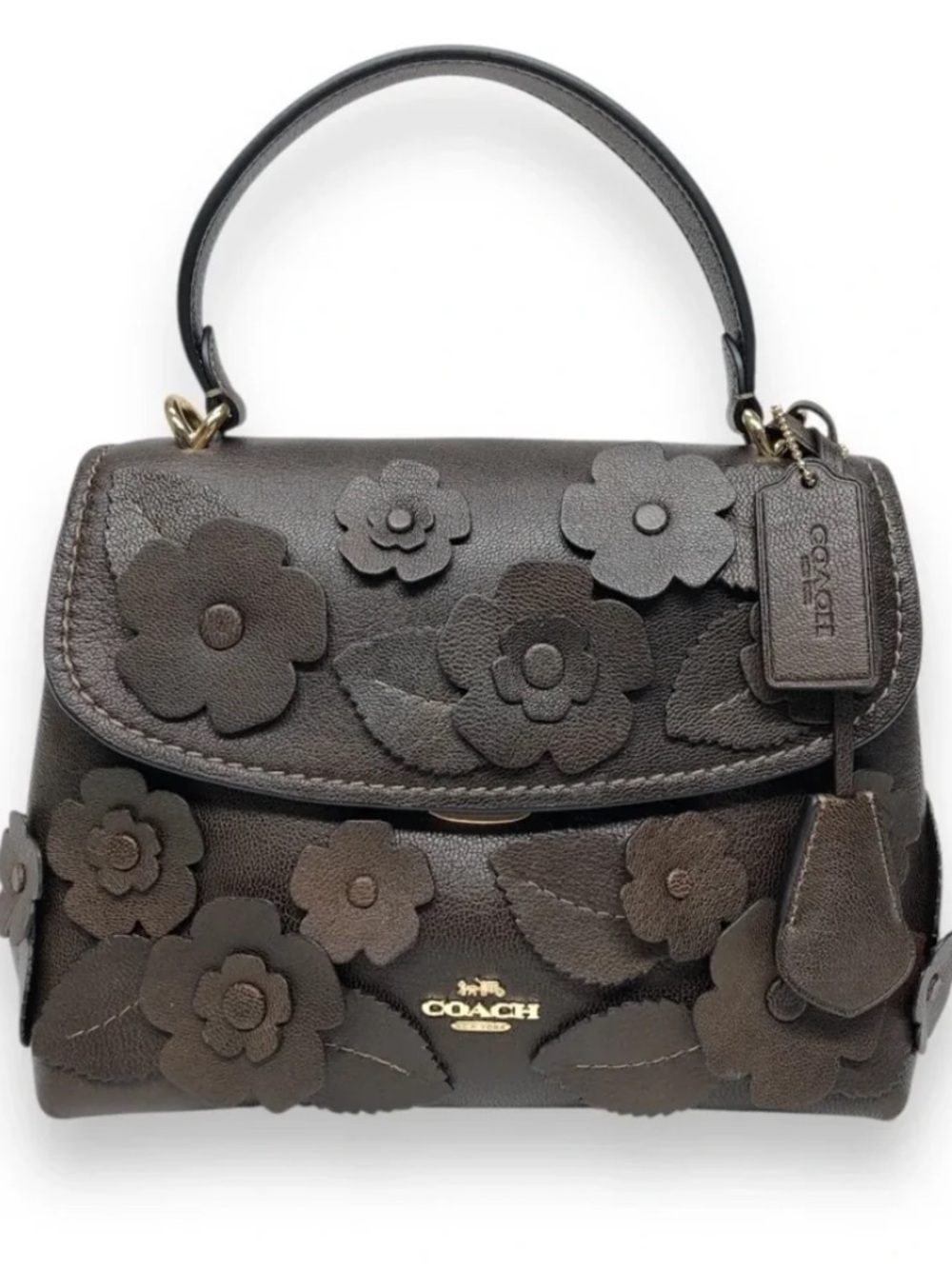 COACH Emory Top Handle Bag with Floral Applique 2WAY Crossbody NEW